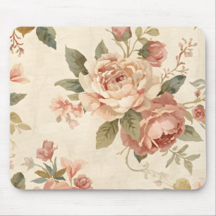 Romantische Pfingstrose & Rosen Vintage-Garten  Mousepad