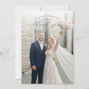 Romantische Pfirsich-Marine-Foto Dankeskarte