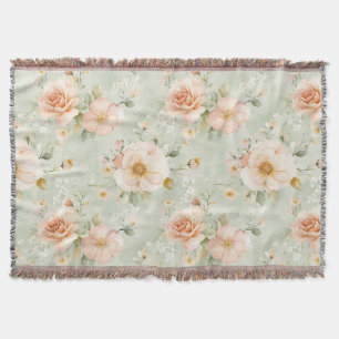 Romantische Pfirsich-Minze-Hübsche-Rosen-Blumen Decke