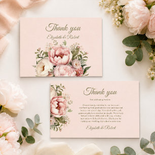 Romantische Pfirsich und Blütenpink-Blumenzehen Dankeskarte