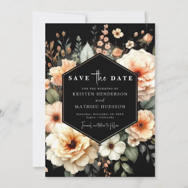 Romantische Pfirsichhochzeit Save The Date (Vorderseite)
