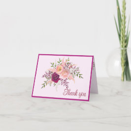 Romantische Pflaume Burgund Blush Pink Hochzeit Dankeskarte