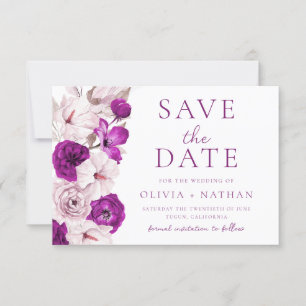 Romantische Pflaume und Wasserfarbenhochzeit Save The Date