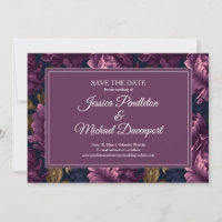 Romantische Pflaumen-Blumen-Hochzeit-Save-Date