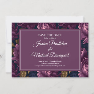 Romantische Pflaumen-Blumen-Hochzeit-Save-Date Save The Date
