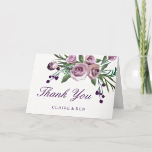 Romantische Pflaumen-Pfirsich-Rosen-Blumen-Hochzei Dankeskarte