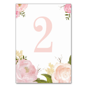 Romantische Pink-Aquarellfarben-Blume Tischnummer 