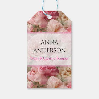 Romantische Pink & Cream Rose und Peonies Geschenkanhänger