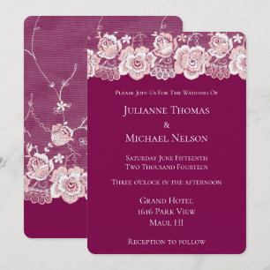 Romantische Pink Lace Floral Wedding Einladung