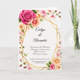 Romantische Pink Peach Rose Gold Geometrische Hoch Karte