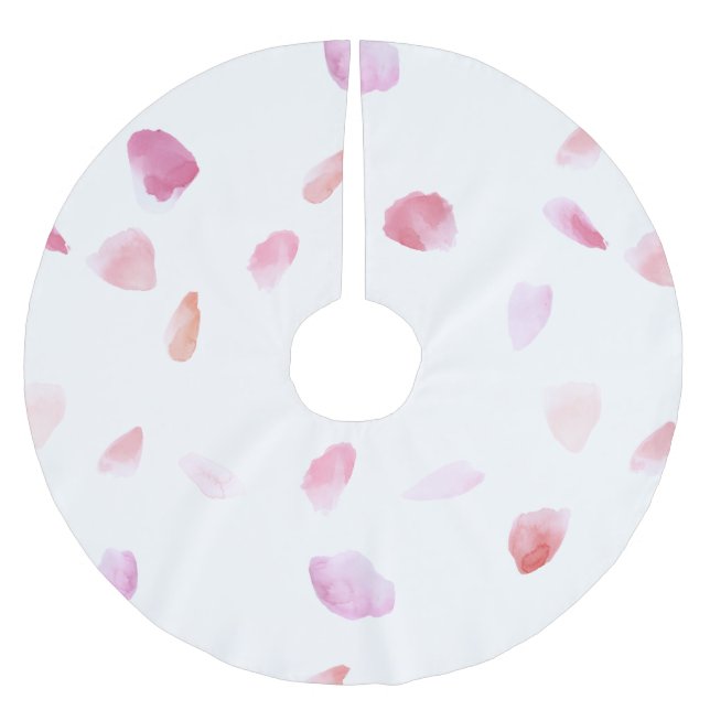 Romantische Pink Peach Rose Petals Polyester Weihnachtsbaumdecke (Vorderseite)