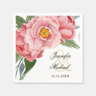 Romantische Pink-Peonies-Hochzeit Serviette