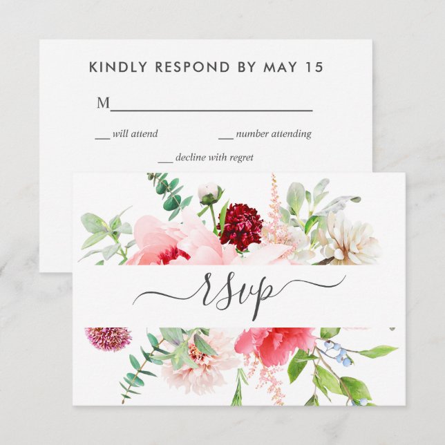 Romantische Pink Peony Script UAWG Einladung (Vorne/Hinten)