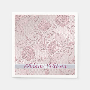 Romantische Pink Rose Lace Hochzeit Serviette