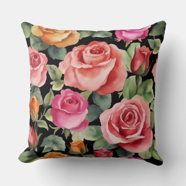 Romantische Pink ROSES Kissen (Vorderseite)