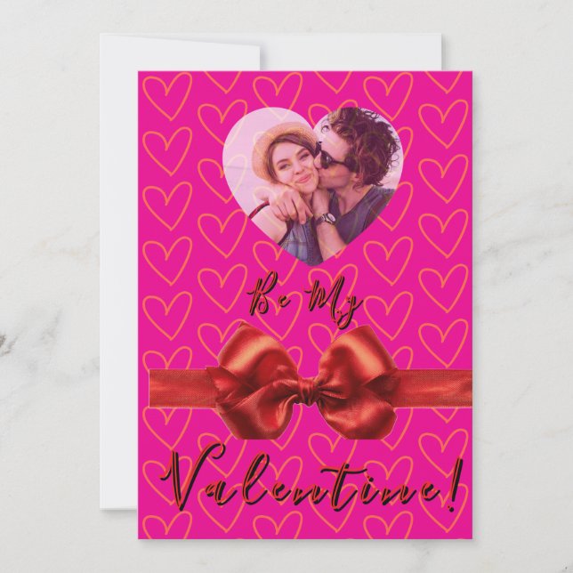 Romantische Pink- und Rote Valentinstagskarte Feiertagskarte (Vorderseite)