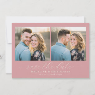 Romantische Pinke Fotocollage Save The Date