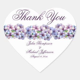 Romantische Poetic Lilac Hochzeit der Flora Herz-Aufkleber