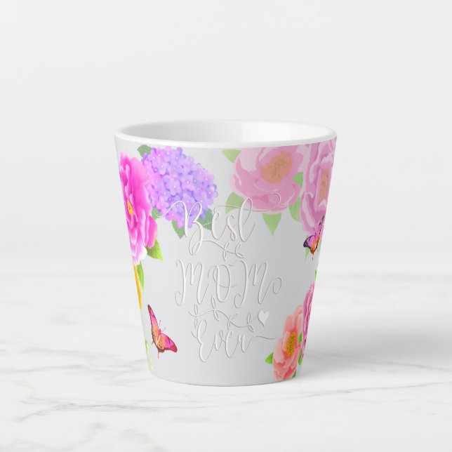 Romantische Ponys Garden Beste Mama Grau Milchtasse (Vorderseite)