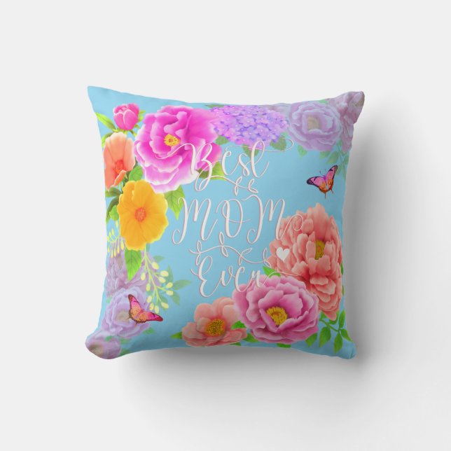 Romantische Ponys Garden Blue Best Mama Kissen (Vorderseite)