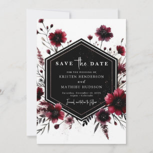 Romantische Printable Burgundy Wedding Save The Date