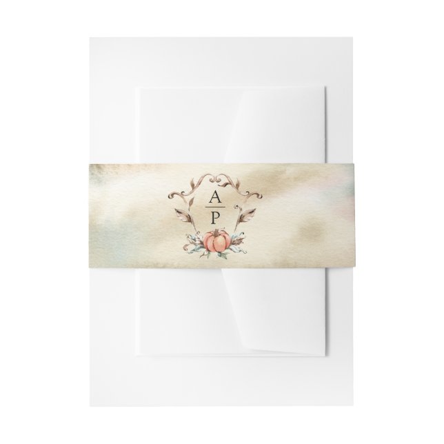 Romantische Pumpkin-Wappen Monogram Wedding Einladungsbanderole (Vorderseite Beispiel)