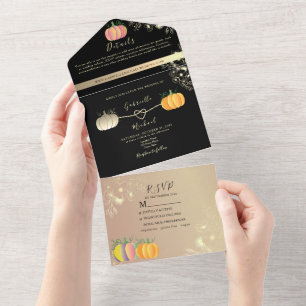 Romantische Pumpkins-Hochzeit im Herbst All In One Einladung