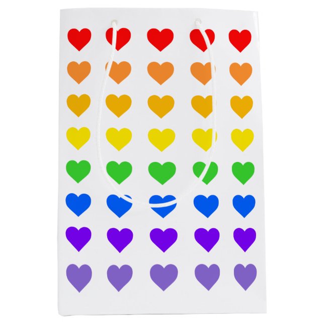 Romantische Rainbow Hearts Mittlere Geschenktüte (Vorderseite)