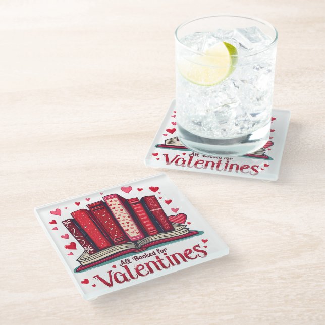 Romantische Reading Vibes Cosy Valentine Geschenk Glasuntersetzer (Schrägansicht)