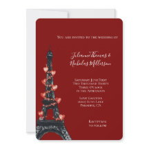Romantische Red Hearts Eiffelturm Hochzeit