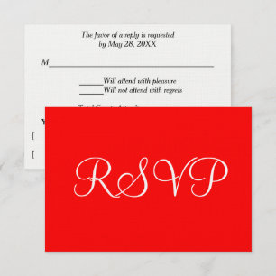 Romantische Red White Wedding RSVP Karte