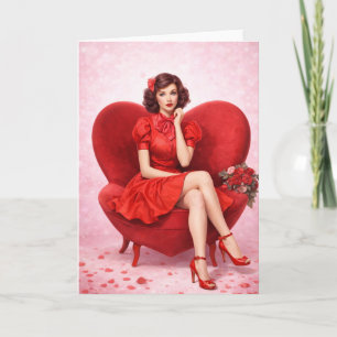 Romantische Retro-Liebeskarte -Vintage Valentinsta Karte