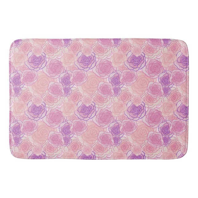 Romantische Retro-Rose rosa und Lila Badematte (Vorderseite)