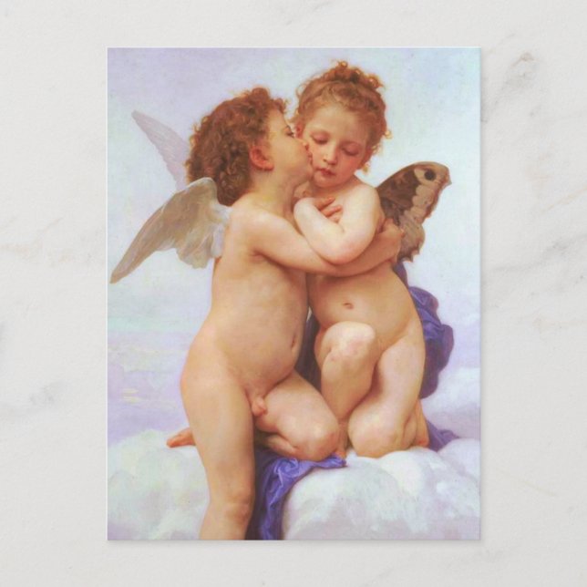 Romantische Reverie - Erster Kuss von Bouguereau Postkarte (Vorderseite)