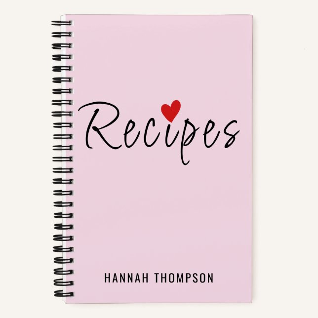 Romantische Rezepte personalisiert schreiben Notizbuch (Vorderseite)
