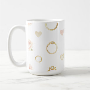 Romantische Ringe und Rosen nahtloses Muster Kaffeetasse