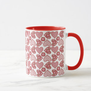 Romantische Ringer-Tasse, Herz auf weißem Hintergr Tasse