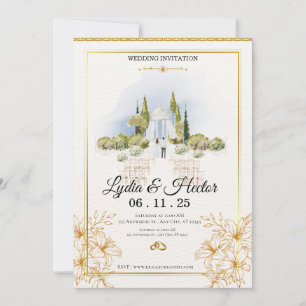 -Romantische-Rosa-Aquarell-Blumen-Hochzeit- Feiertagskarte