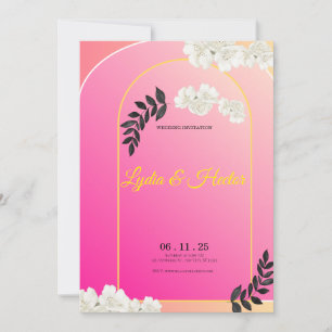 -Romantische-Rosa-Aquarell-Blumen-Hochzeit- Feiertagskarte