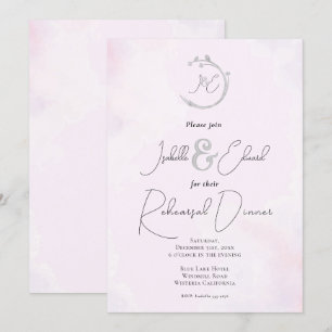 Romantische Rosa Aquarellfarben Graue Vögel Monogr Einladung