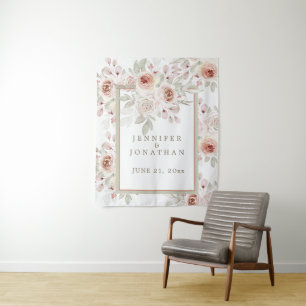 Romantische Rosa auf weißer Hochzeit Wandteppich