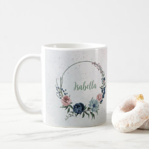 Romantische rosa blaue Blumen Grün Kaffeetasse