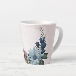Romantische rosa blaue Blumen Grün Milchtasse