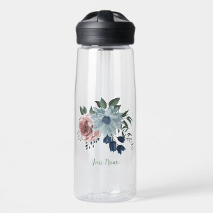 Romantische rosa blaue Blumen Grün Trinkflasche