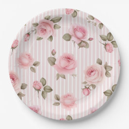 Romantische rosa Blume Brautparty Pappteller