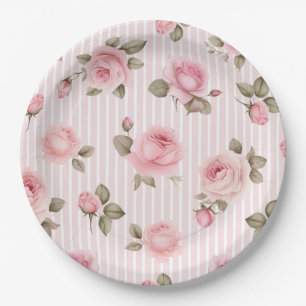 Romantische rosa Blume Brautparty Pappteller