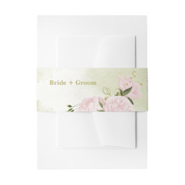 Romantische rosa Blume mit grünen Blätter Hochzeit Einladungsbanderole