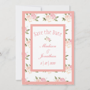 Romantische rosa Blume Skript Hochzeit Save The Date