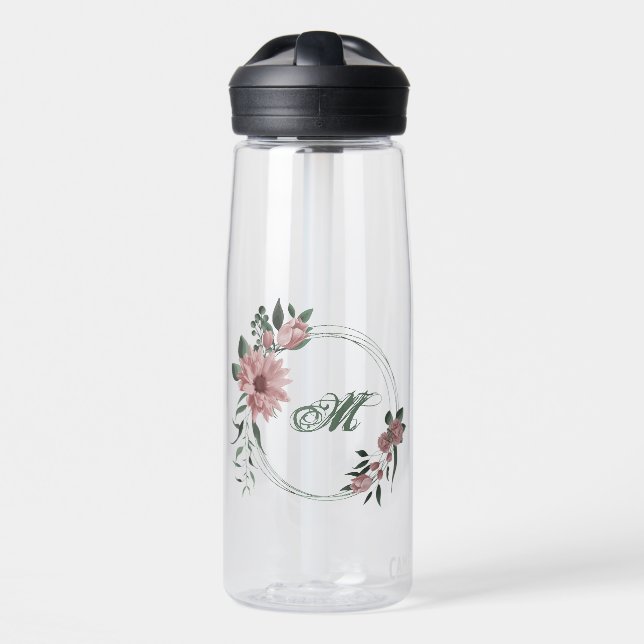 Romantische rosa Blume Trinkflasche (Vorne)