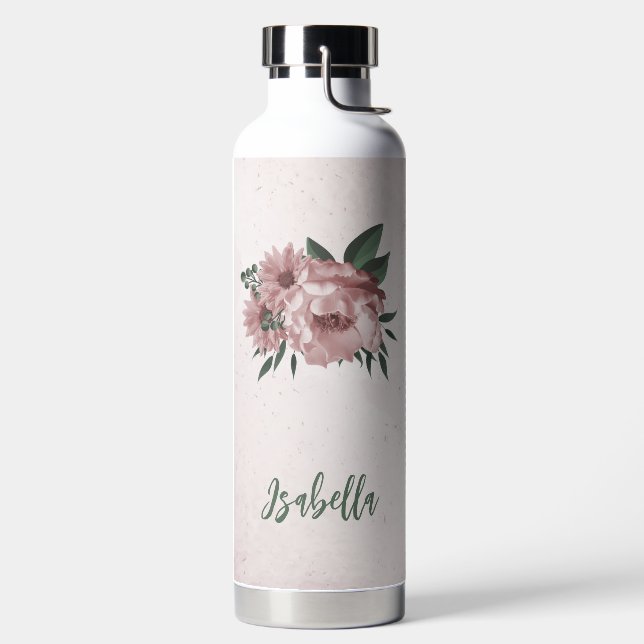 Romantische rosa Blume Trinkflasche (links)